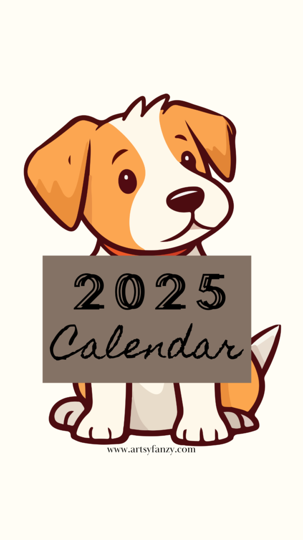 2025 Dog-themed Printable Calendar