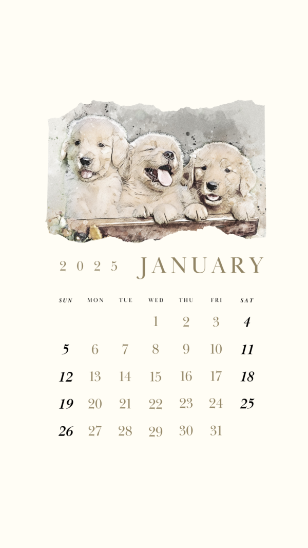 2025 Dog-themed Printable Calendar - Image 2