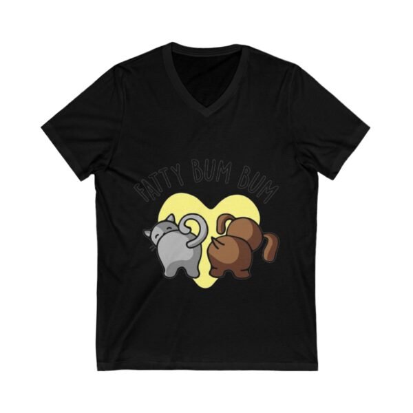 Funny Cat V-Neck Tee - 'Fatty Bum Bum' Graphic Shirt for Cat Lovers - Image 7