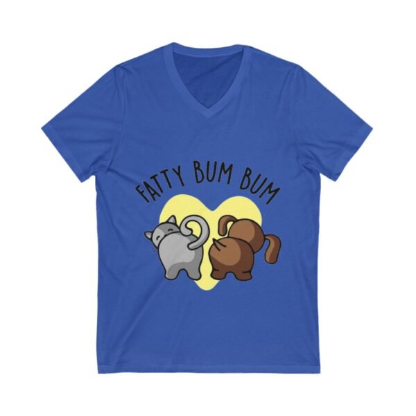 Funny Cat V-Neck Tee - 'Fatty Bum Bum' Graphic Shirt for Cat Lovers - Image 11