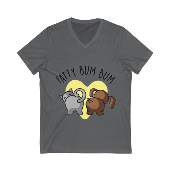 Funny Cat V-Neck Tee - 'Fatty Bum Bum' Graphic Shirt for Cat Lovers - Image 15