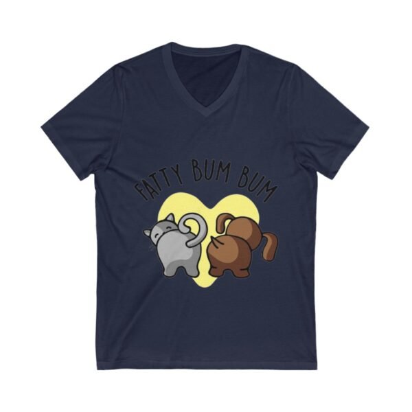 Funny Cat V-Neck Tee - 'Fatty Bum Bum' Graphic Shirt for Cat Lovers - Image 19