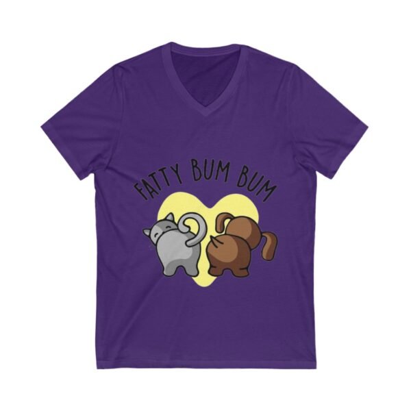 Funny Cat V-Neck Tee - 'Fatty Bum Bum' Graphic Shirt for Cat Lovers - Image 21