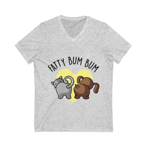 Funny Cat V-Neck Tee - 'Fatty Bum Bum' Graphic Shirt for Cat Lovers - Image 5