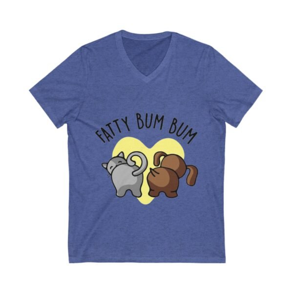 Funny Cat V-Neck Tee - 'Fatty Bum Bum' Graphic Shirt for Cat Lovers - Image 13
