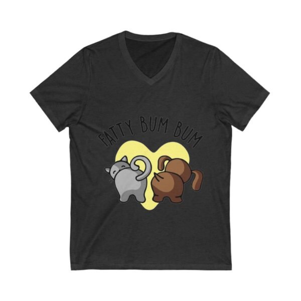 Funny Cat V-Neck Tee - 'Fatty Bum Bum' Graphic Shirt for Cat Lovers - Image 17