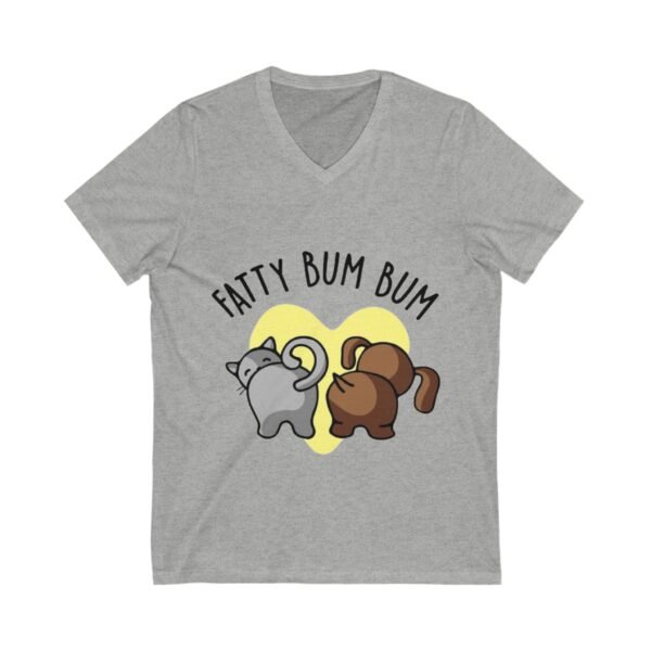 Funny Cat V-Neck Tee - 'Fatty Bum Bum' Graphic Shirt for Cat Lovers - Image 9